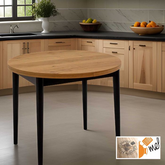 Okrągły stół S56 Skandynawski dębowo-czarny  fi 100 do 300 CM