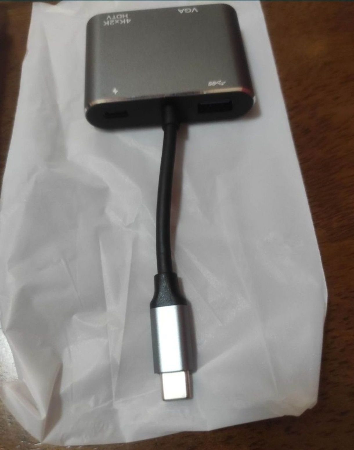 Adaptador hub 4 em 1 type C com porta HDMI, VGA, USB 3.0 e PD