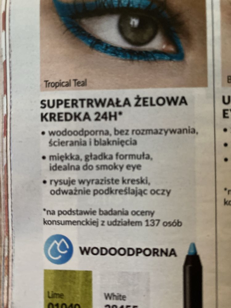 Żelowa wodoodporna kredka do oczu WHITE