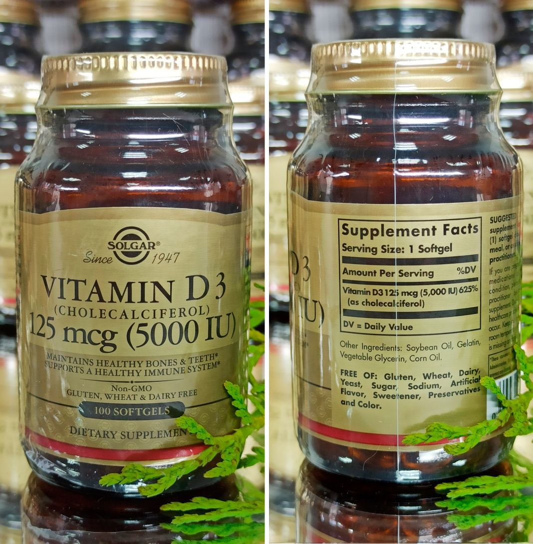 Вітамін Д3 Solgar Vitamin D3 5000 IU 100 капсул (D-3 5000 МО)