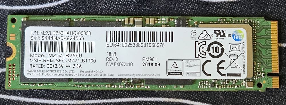 Ssd m2 nvme Samsung mz-vlb2560