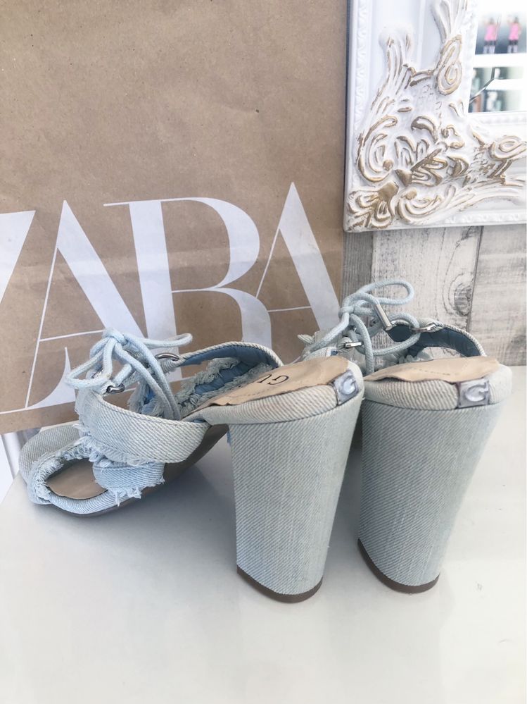 Buty obcasy sandaly guess evira jeansowe alternative