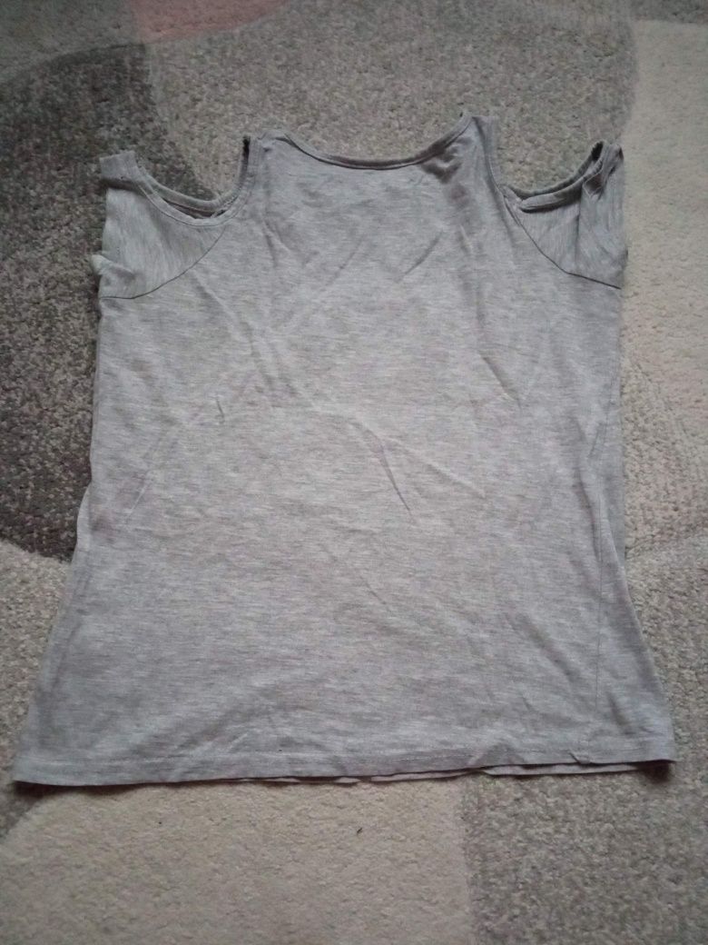Szara bluzka T-shirt z panda r. 140-146