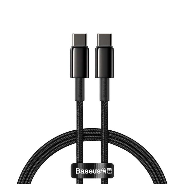 Baseus GaN3 Pro 65W + Kabel 2M Tungsten 2M 100W Czarny C-C
