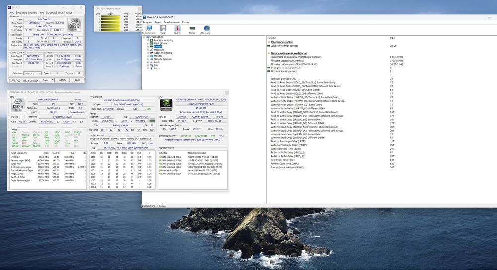 Procesor i5 10600KF 5GHz, msi z490 tomahawk, Patriot DDR4 32GB 3600MHz