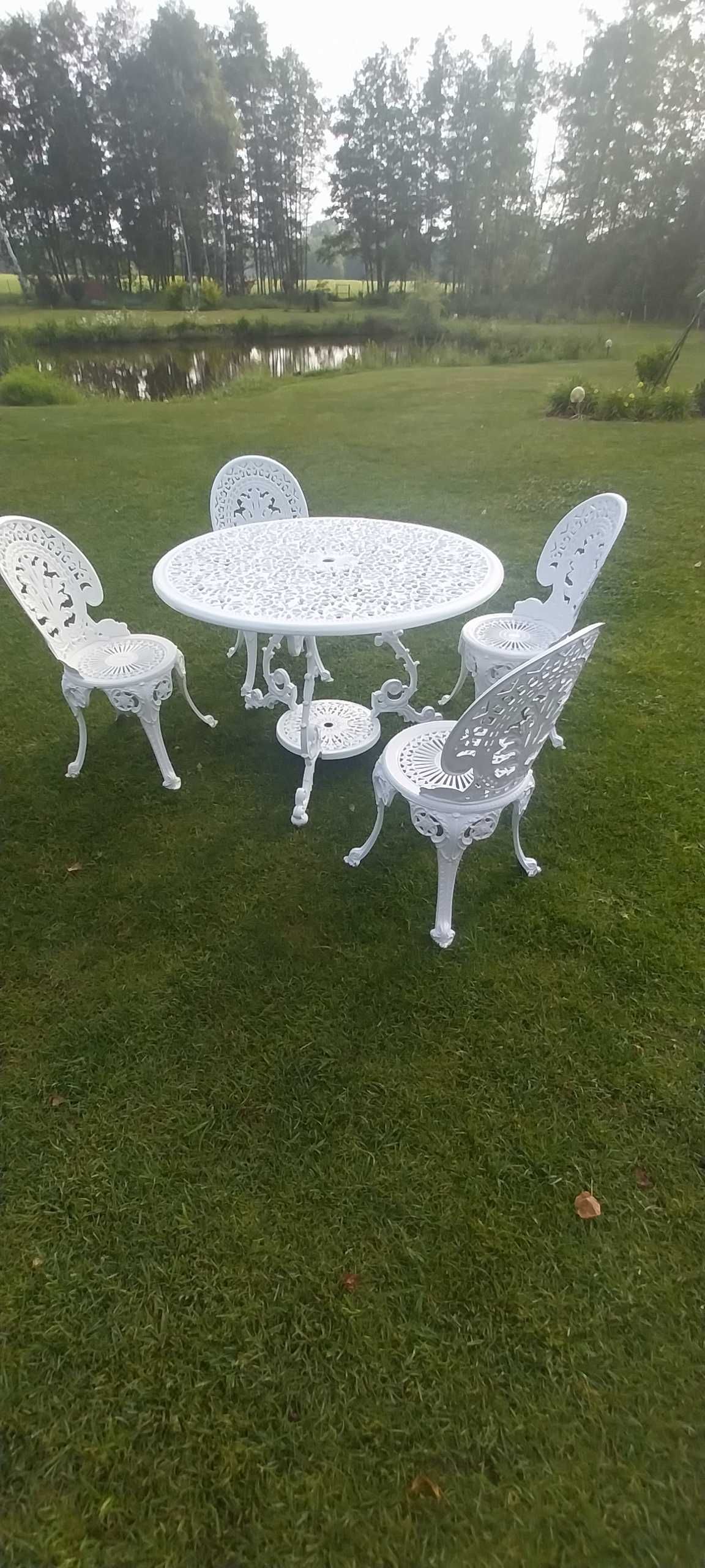 Barokowy komplet mebli ogrodowych aluminium profesjonalnie odnowione