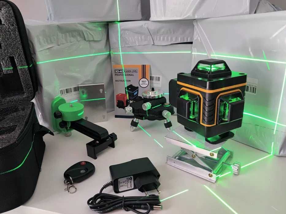 Nível laser auto-nivelante de 16 linhas verde com recetor e comando!