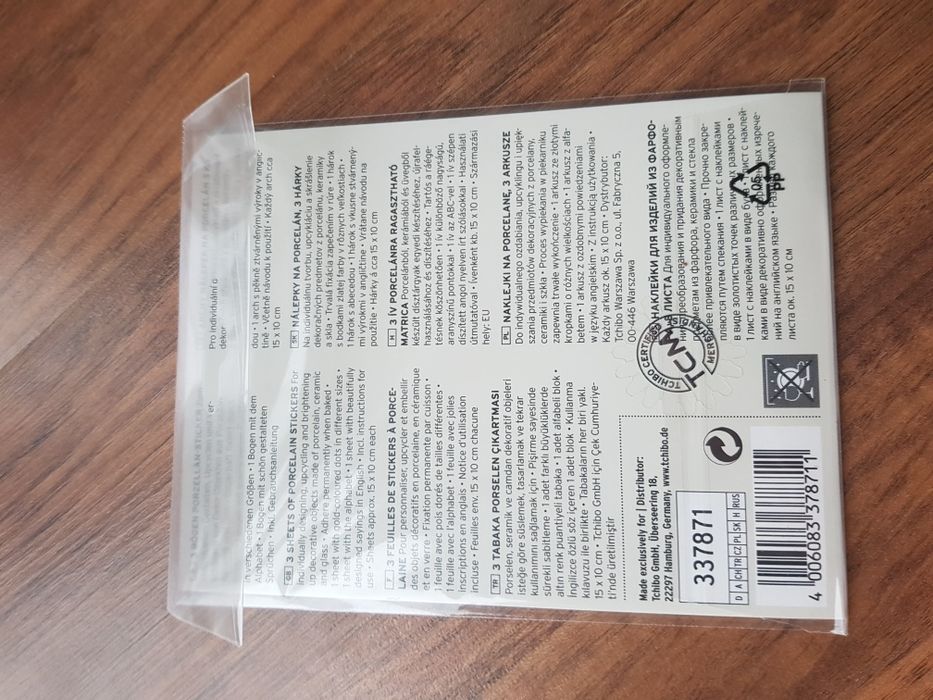 Naklejki na porcelanę Tchibo 3 arkusze