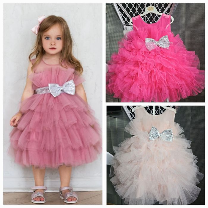 Супер пишна дитяча рожева персикова малинова сукня на 1 2 3 4 5 р