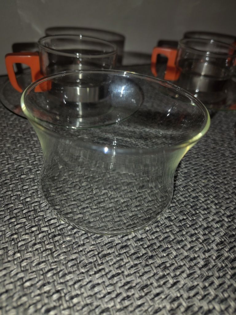 Zestaw komplet filiżanek szklanych Simax Czechosłowacja Vintage 70
