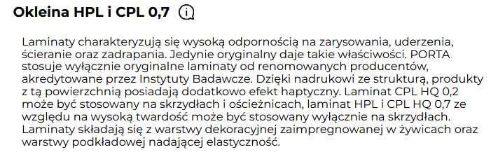 Drzwi wewnętrzne skrzydło drzwiowe PORTA CPL MODEL 1.1 nowe lewe 90