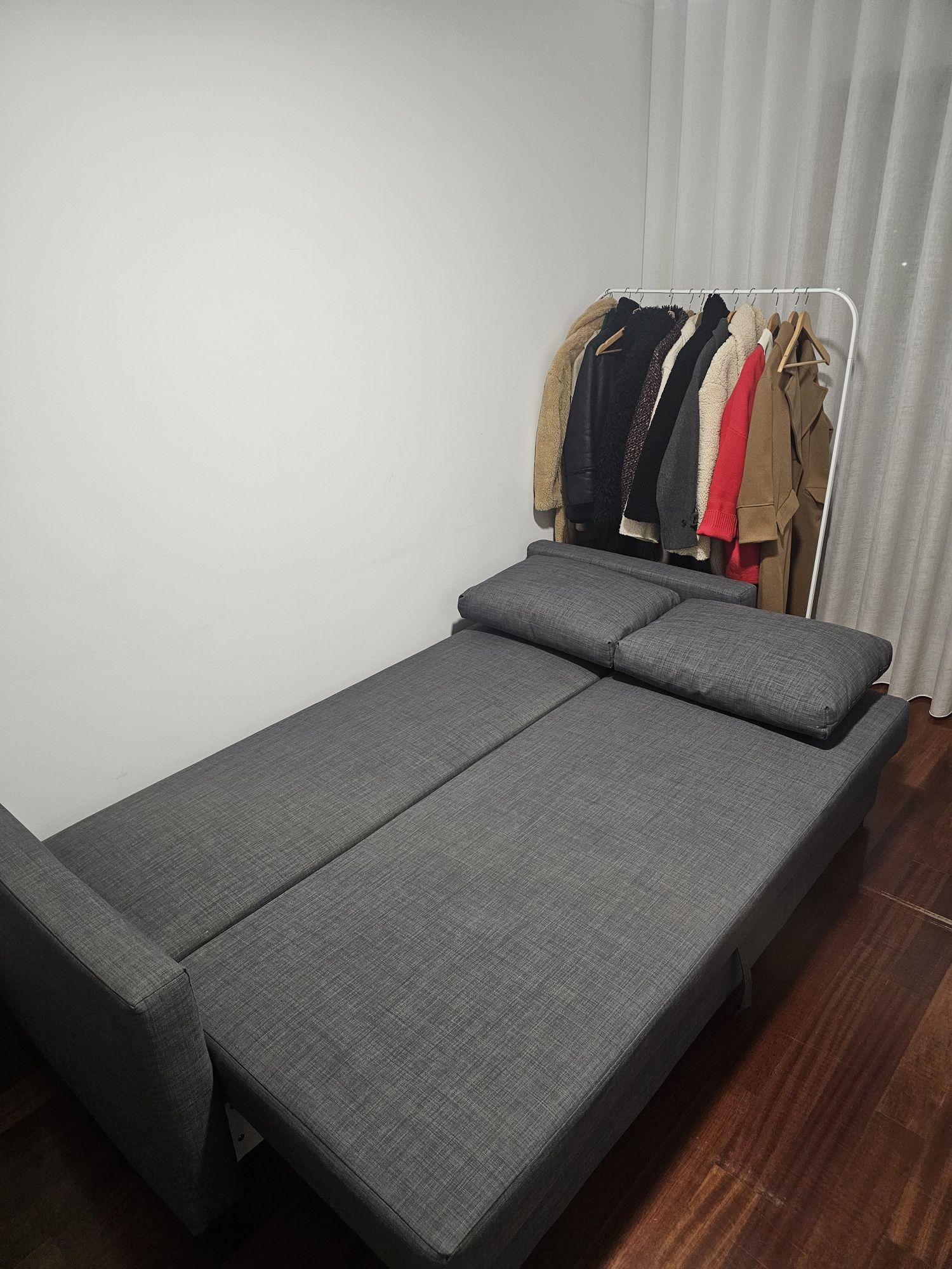 Sofá-cama de 3 lugares, Skiftebo cinz esc