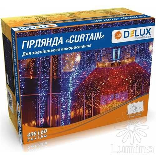 Гирлянда уличная Delux CURTAIN 456LED 2х1,5м чорний/ теплий білий IP44
