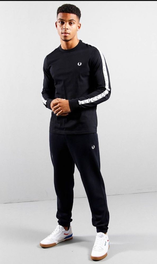 Лонгслів Fred Perry Original на лампасах, Світшот Фред Пері, Кофта