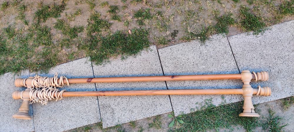 Karnisz podwójny drewniany solidny 140cm