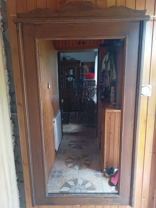Dębowe lustro ciemny brąz