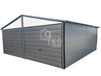 Garaż Blaszany 6X6 - 2X Brama - Antracyt + Biały Dach Tkd98