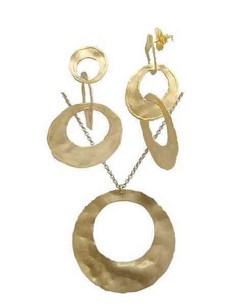 Pozłacany naszyjnik z geometrycznym, nowoczesnym kółkiem od Dall'Acqua