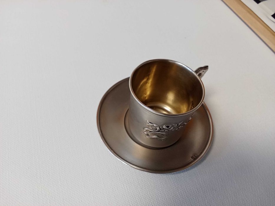 Chávena de cafe com Pires em Prata