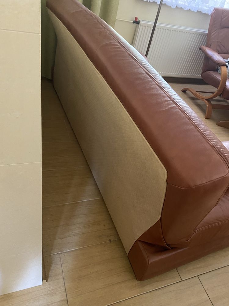 Sofa + fotele Komplet wypoczynkowy, skóra naturalna, bardzo dobry stan