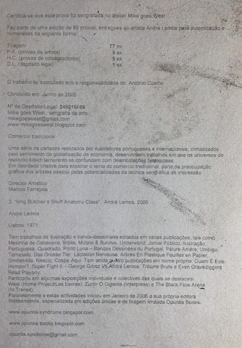 Serigrafia de André Lemos - Numerada e assinada - aprox. 70x50cm, 2006