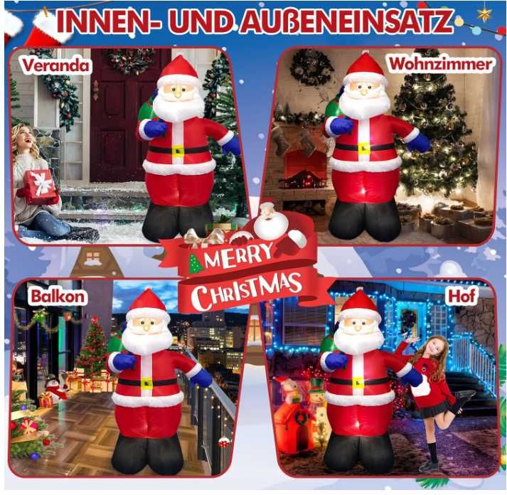 Nadmuchiwany święty Mikołaj z oświetleniem LED 150CM Danxilu