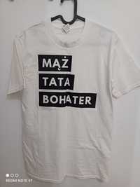 T-shirt, koszulka na dzień ojca z napisem tata, mąż, bohater