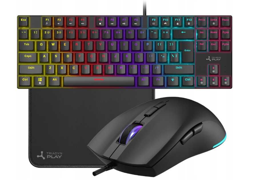 Zestaw Gamingowy Klawiatura Mechaniczna RGB RedSW/Blue + MYSZ + PODKŁA