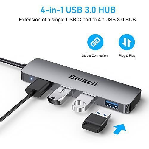 Beikell USB C Hub z USB 3.0 5 Gb/s 4 portowy
