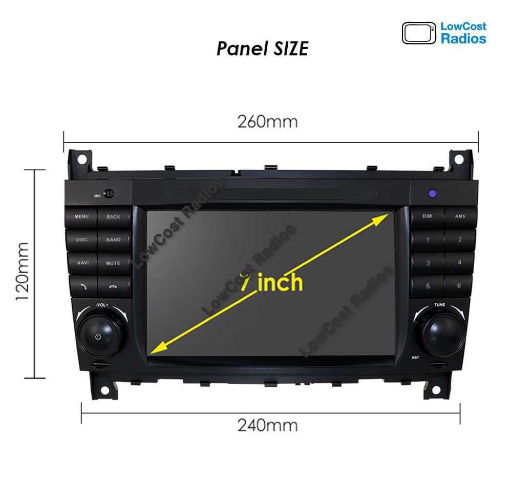 Auto Rádio GPS Mercedes Class C w203 (Android 12) 2004 a 2006