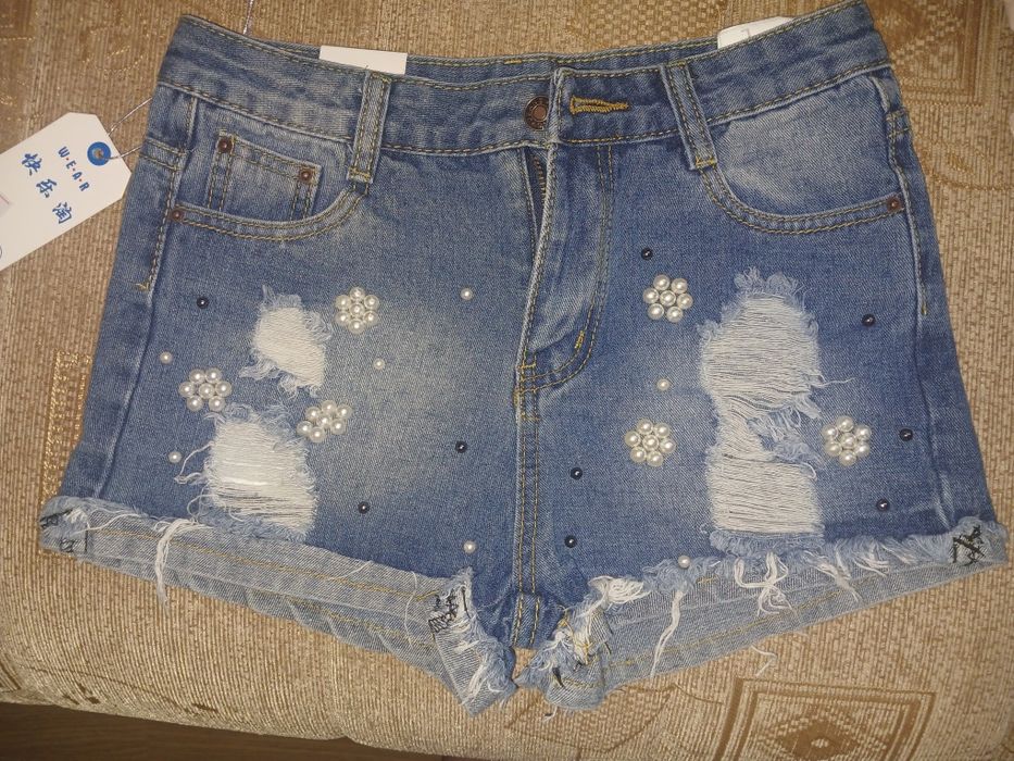 Джинсові шорти з високою посадкою