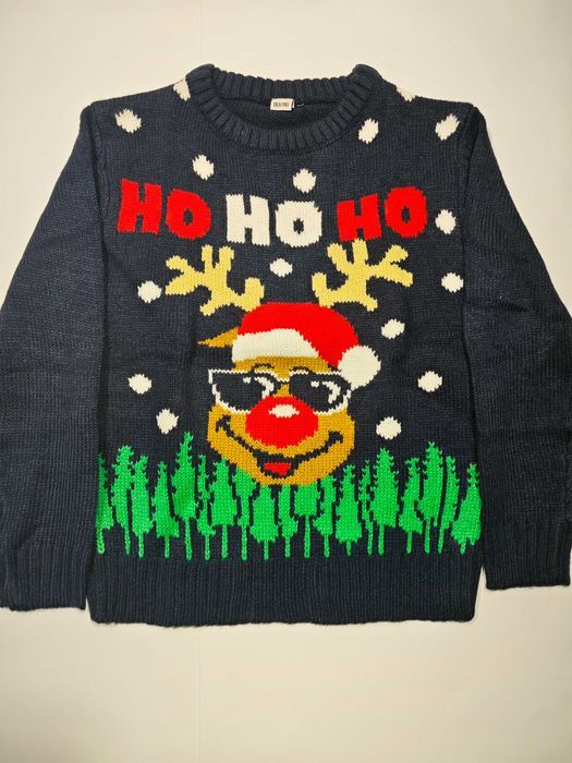 Świąteczny Sweter Dziecięcy Granatowy Rudolf Czerwononosy 110/116