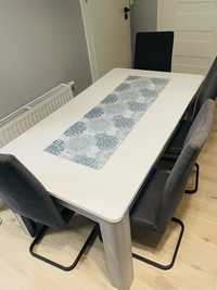 Stół rozkładany biało-szary