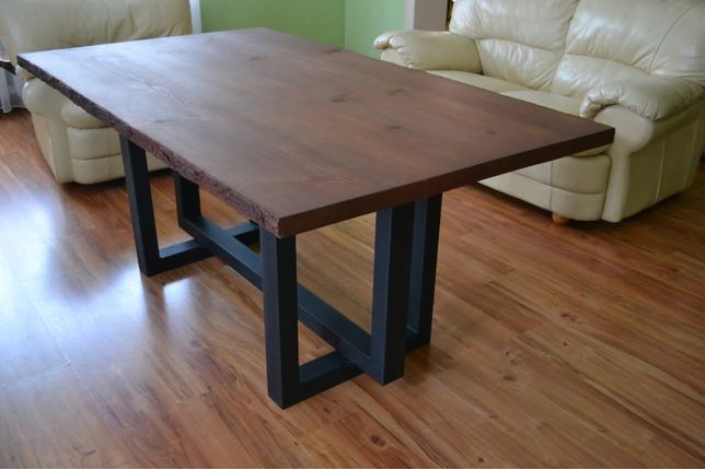 Великий стіл з дерева (сосни) та металу 180см*100см