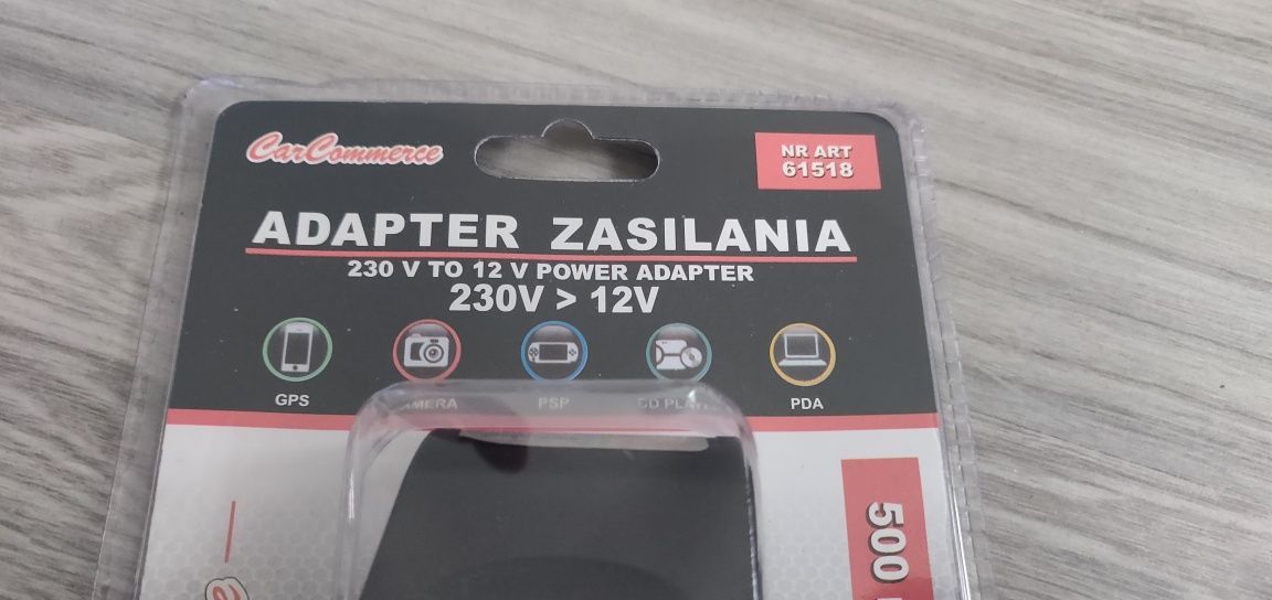 Zasilacz przejściówka z 230V na 12V gniazdo zapalniczki nowy