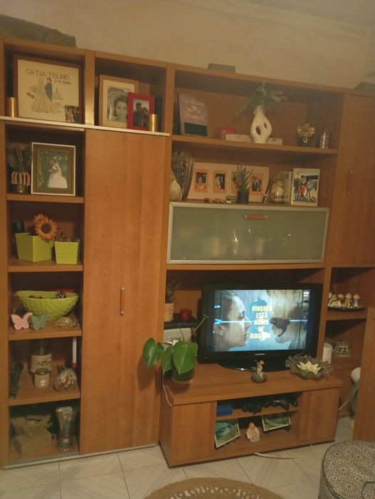 Móvel sala com móvel pequeno de tv