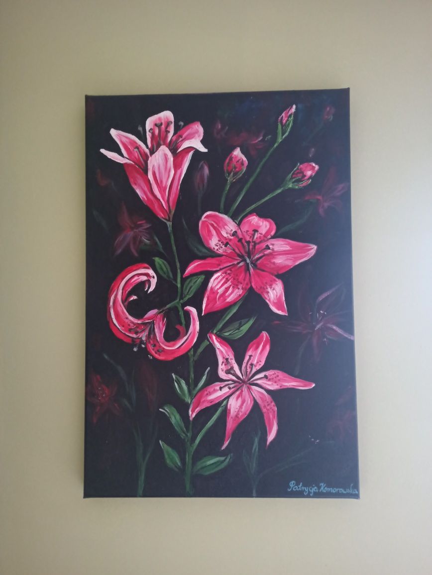 Lilie, obraz akrylowy, 40x60 cm