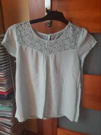 Elegancka turkusowa bluzka, niebieski t-shirt XS, 152-158, h and m