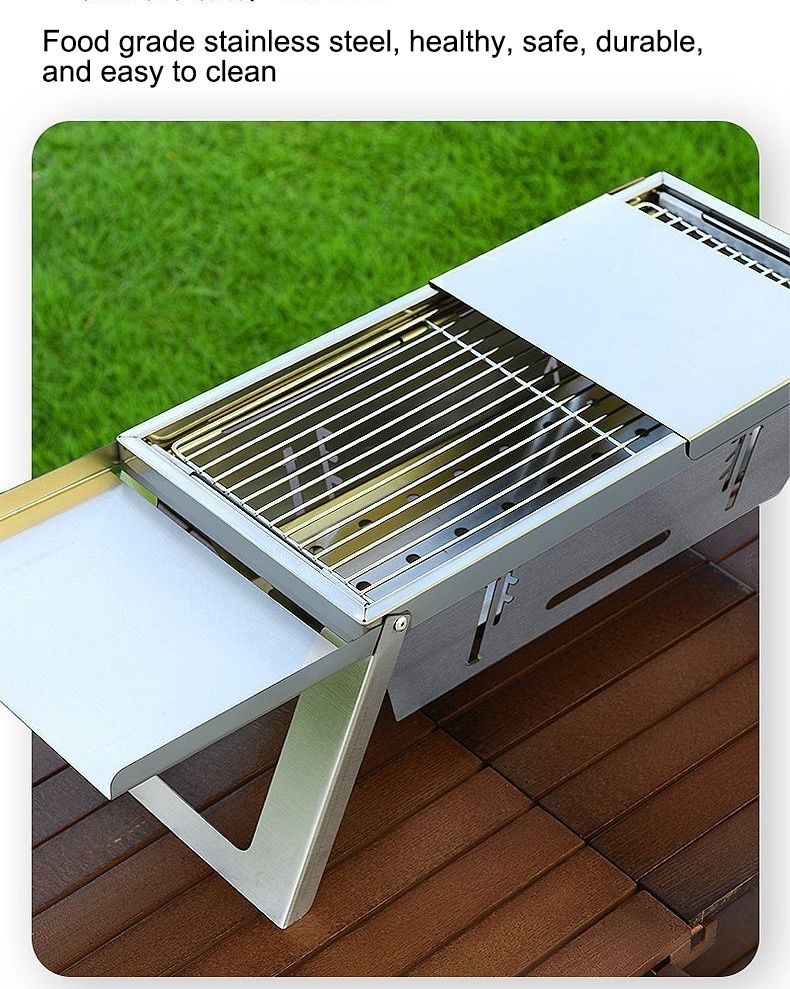 Grelhador Dobrável em Aço Inoxidável 304 para Camping e Outdoor