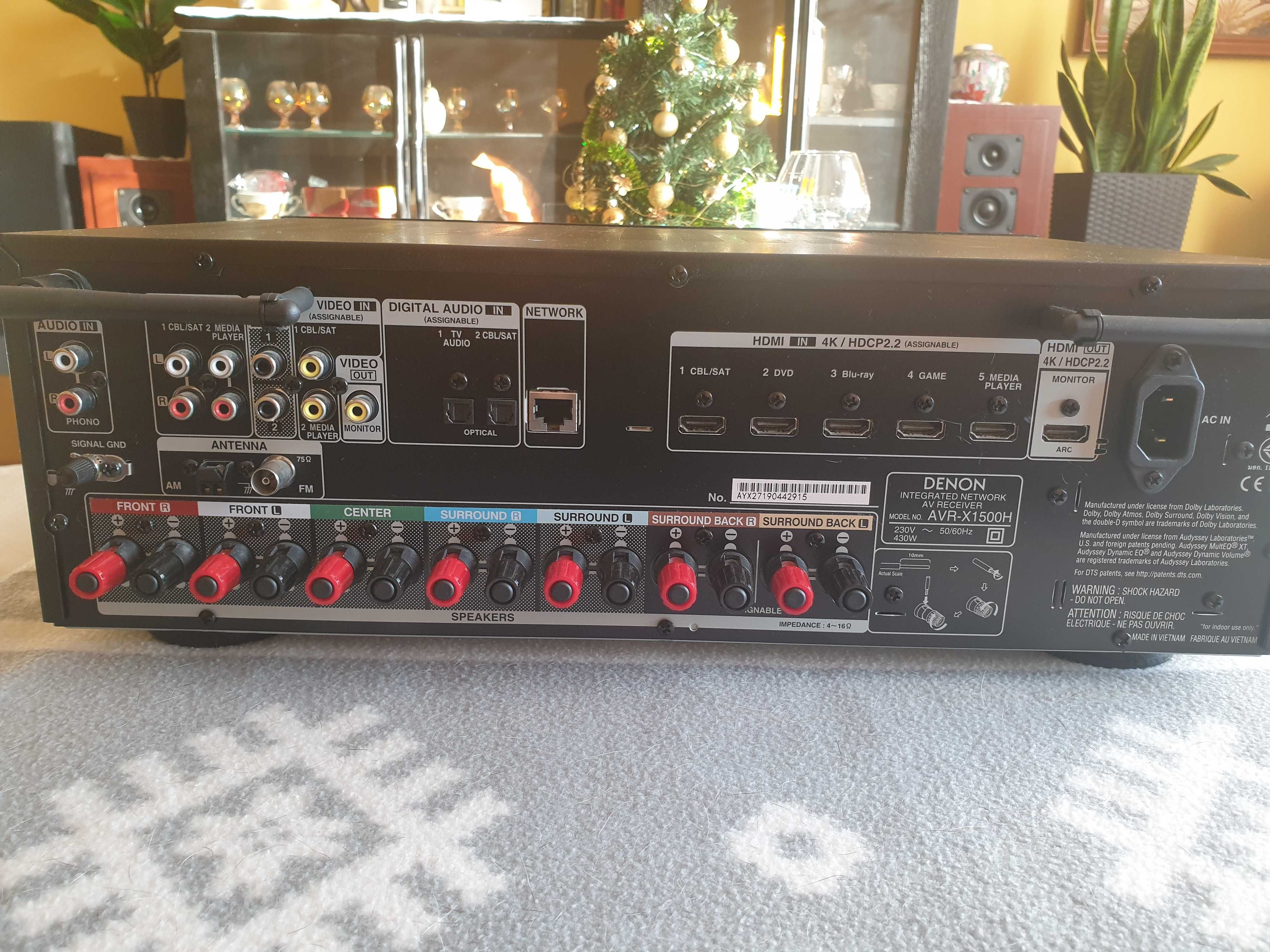 Amplituner Denon AVR-X1500H ,4K, Wi-Fi, BT, Heos, 7x120W