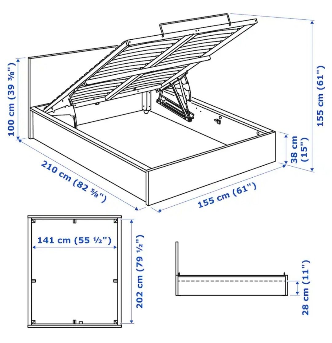 Łóżko Ikea MALM z pojemnikiem, białe, 140x200cm