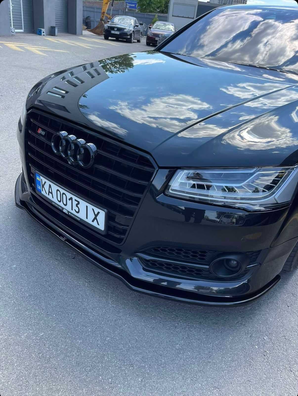 Губа Audi S8 D4 рест (14-18) сплиттер юбка обвес (Maxton)