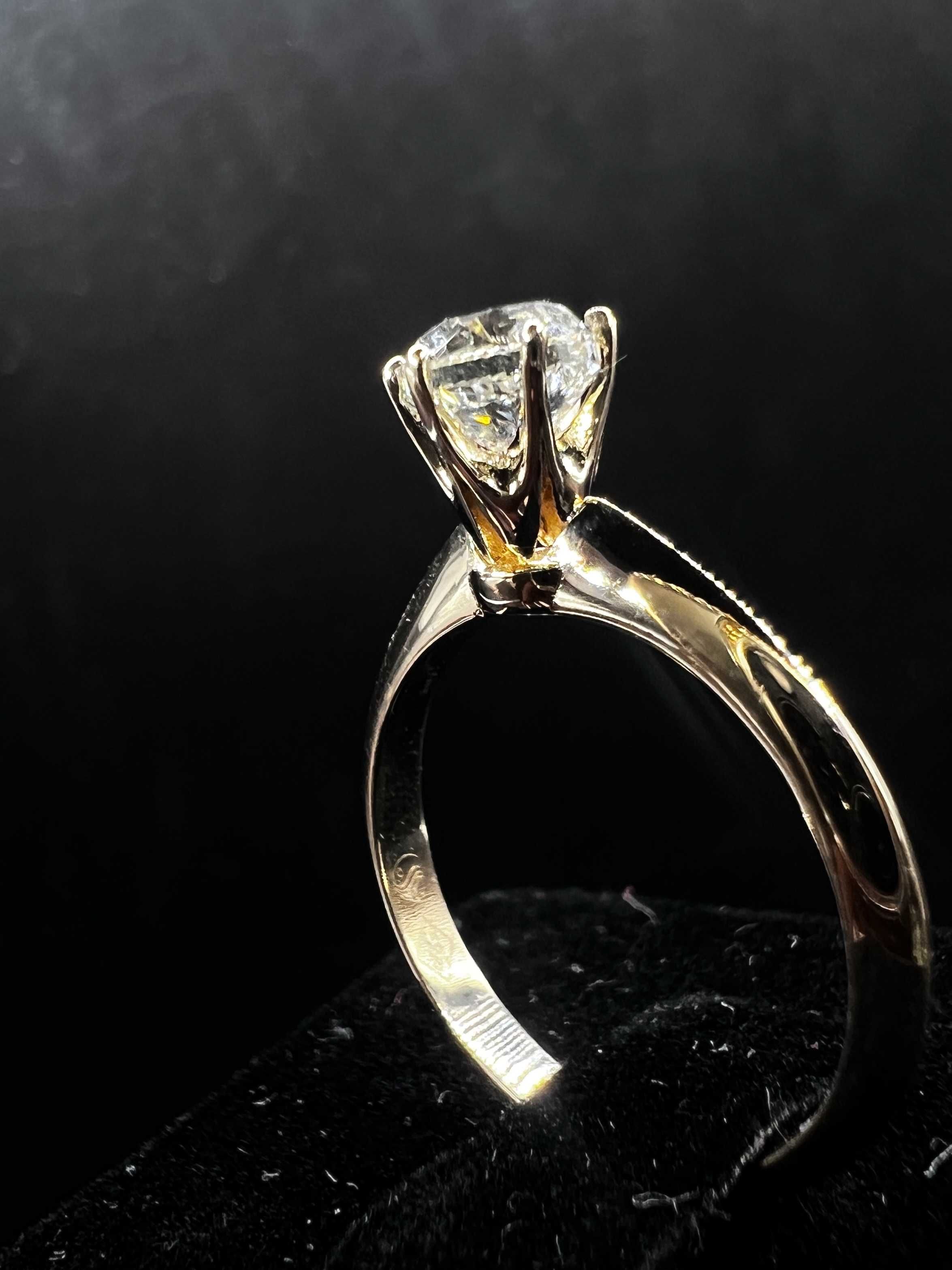 Pierścionek złoty z brylantem 1.02 ct diament / zaręczyny