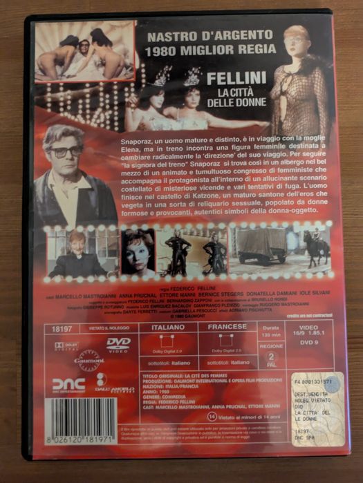 DVD " La Città Delle Donne " Fellini - 1980 (Opt. Estado)