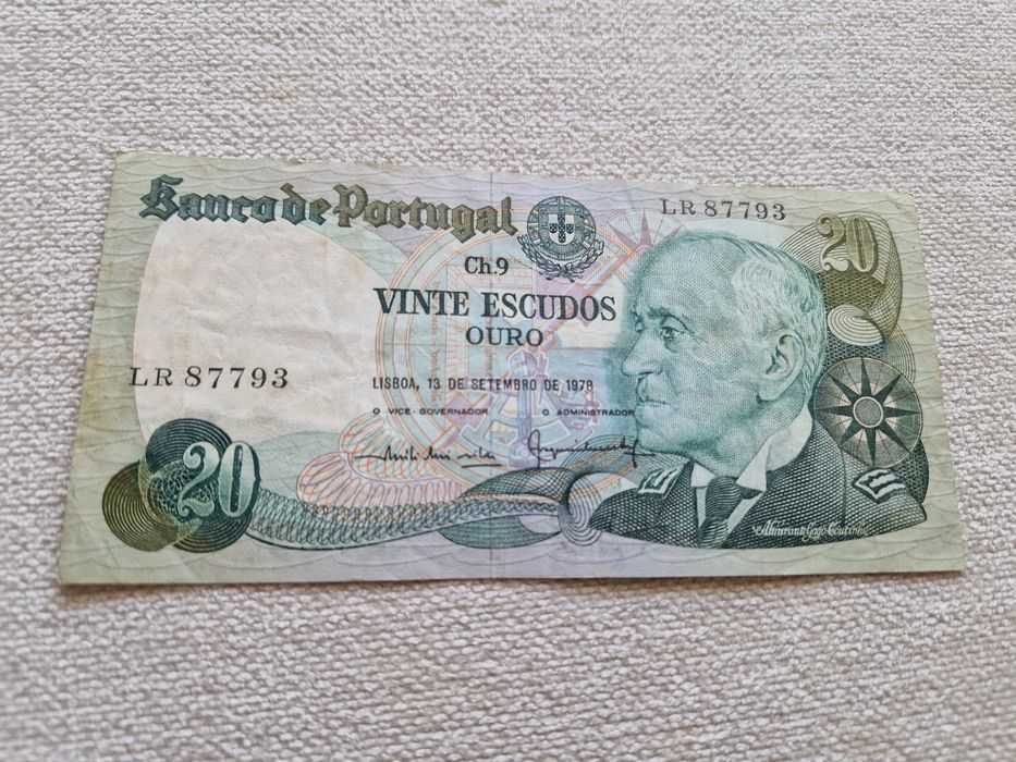 Nota antiga de 20 escudos.