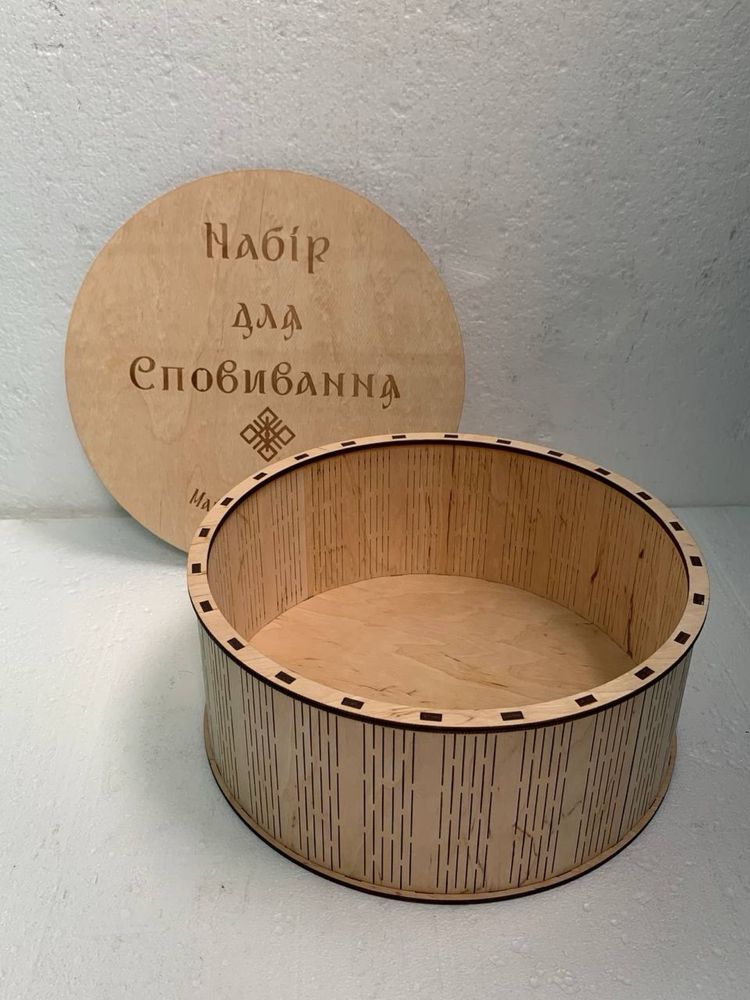 Кругла коробка, круглий бокс, хендмейд коробка, коробка з фанери