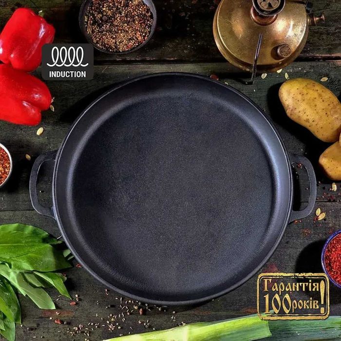 Казан чавунний узбецький об`ємом 18 л WOK із кришкою-сковородою