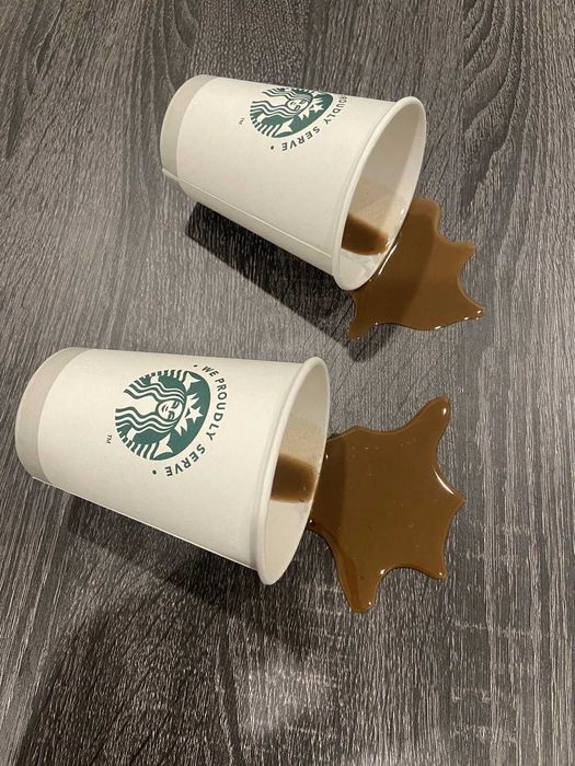 Starbucks prop: 12-ounce coffee cup with simulated spillage effect