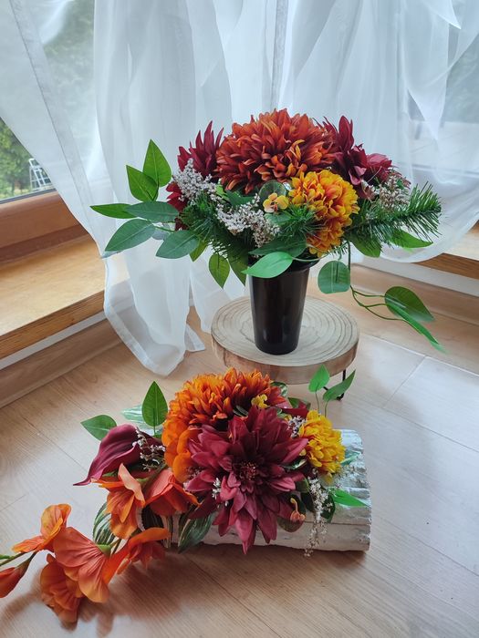 Zestaw  w stylu naturalnym na grób,  zestaw na cmentarz, nr 3