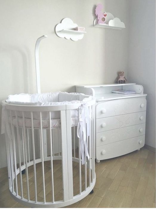 Дитяче ліжко-трансформер, ліжечко 9 в 1, кругле і овальне ліжко